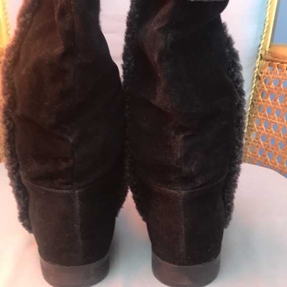 Rampage  Carissa black velvet gray faux fur fold over knee high boots  size 7 - Picture 8 of 12